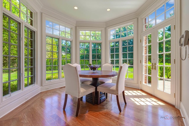 sunroom featuring french doors