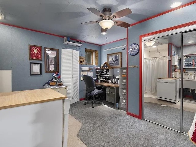 22915 Mcguire Rd, Wilmington, IL 60481 - office area with crown molding and ceiling fan