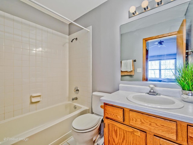 full bath with vanity, toilet, and tub / shower combination