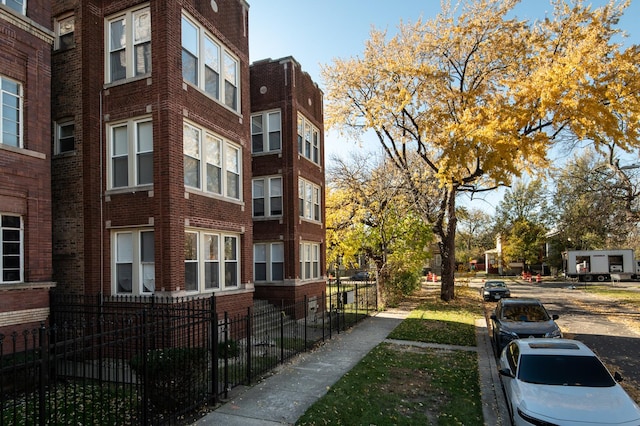 exterior space with a fenced front yard