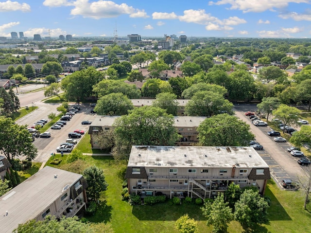 drone / aerial view with a view of city