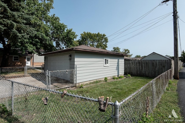 view of outbuilding with an outbuilding, a gate, and a fenced backyard