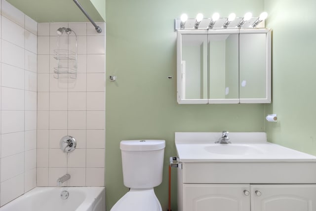 full bath with toilet, tub / shower combination, and vanity