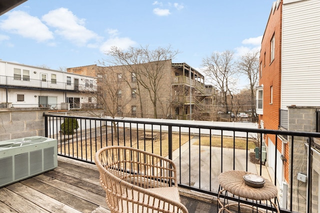 balcony featuring central AC