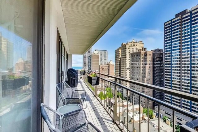 balcony with a view of city