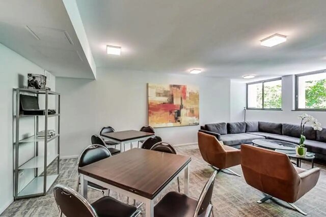 living area with baseboards