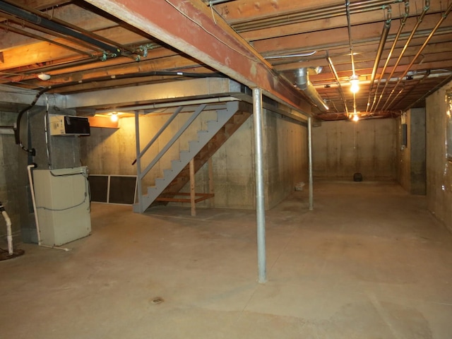 unfinished basement with stairs