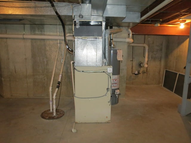 utilities with water heater and heating unit