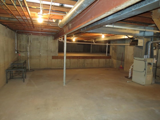 view of unfinished basement