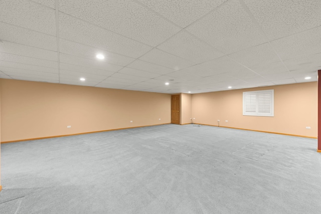 2811 Haven Ct, Naperville, IL 60564 - finished basement featuring baseboards, a paneled ceiling, recessed lighting, and carpet