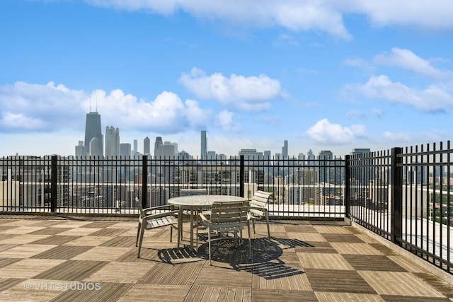 view of patio / terrace with a city view