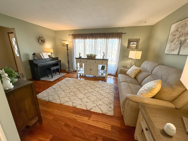 living area featuring wood finished floors