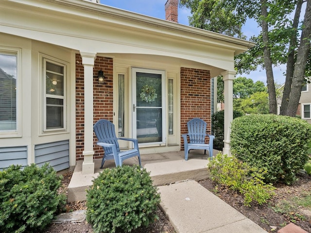 view of patio featuring a porch