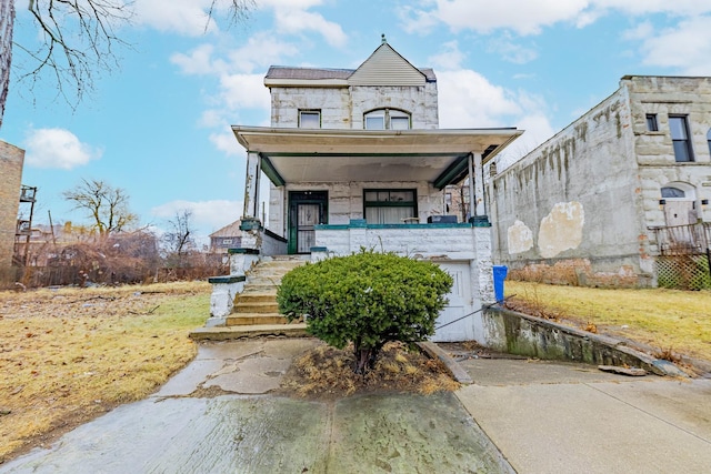 view of front facade featuring stone siding