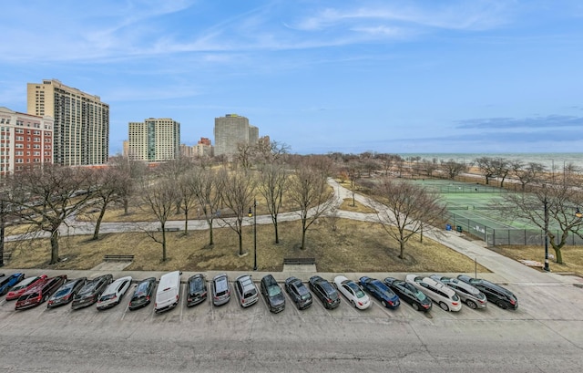 birds eye view of property featuring a view of city