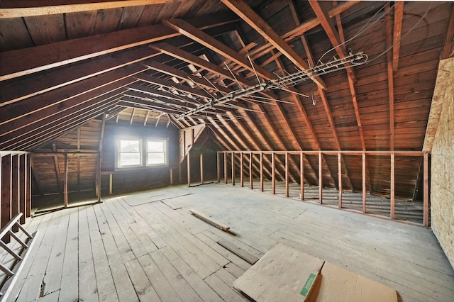 view of unfinished attic