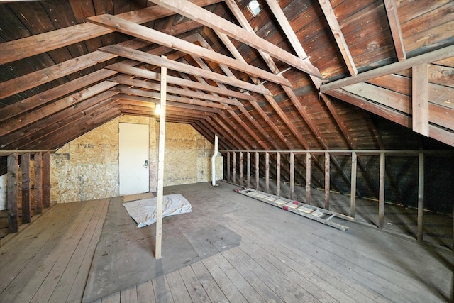 view of unfinished attic