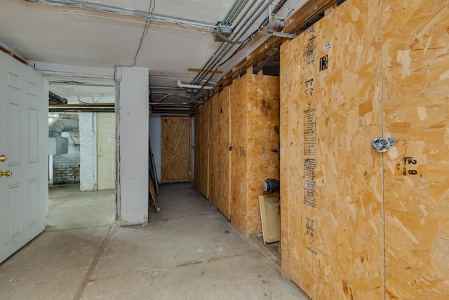 view of unfinished basement