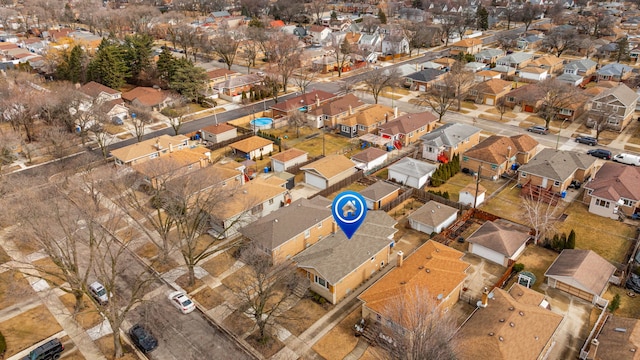 bird's eye view with a residential view