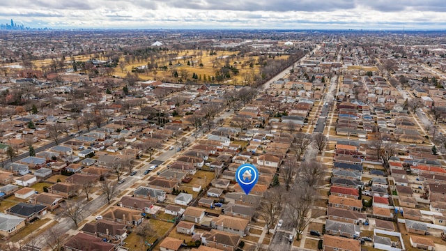 aerial view with a residential view