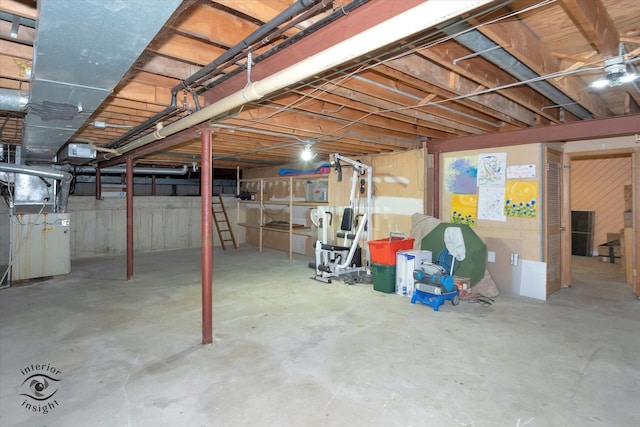 unfinished basement with heating unit