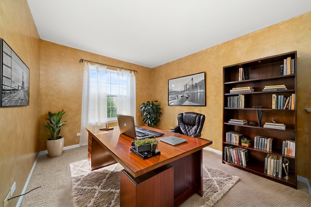 office area featuring carpet and baseboards