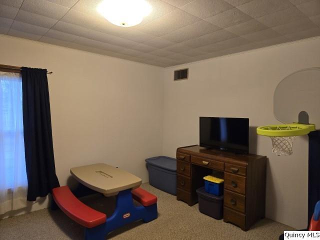 playroom with carpet and visible vents