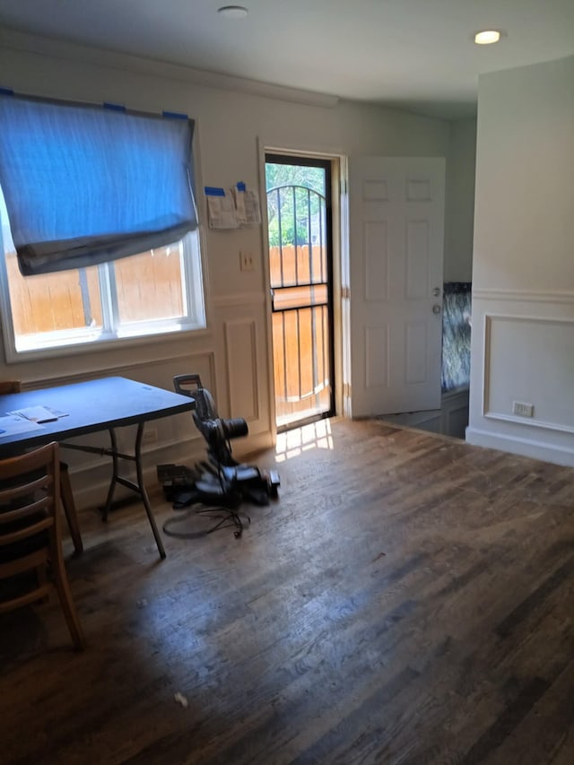 5348 S Peoria St, Chicago, IL 60609 - foyer entrance with a decorative wall, wood finished floors, and a wainscoted wall