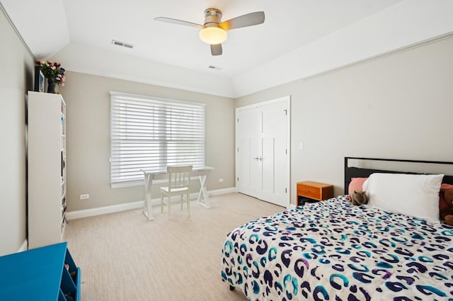 384 Provident Ave, Winnetka, IL 60093 - bedroom with carpet floors, lofted ceiling, baseboards, and ceiling fan
