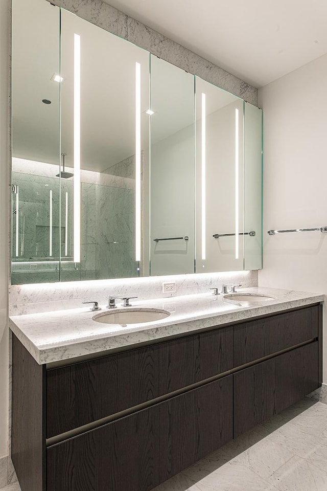 bathroom featuring a sink and double vanity