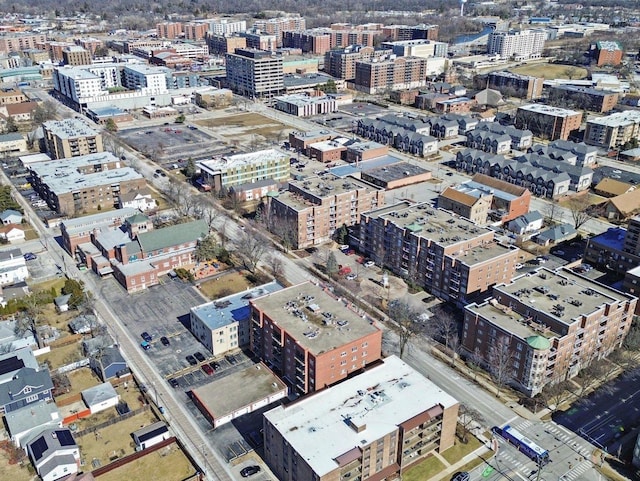 drone / aerial view with a city view