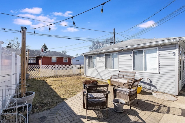 view of patio / terrace with a fenced backyard and outdoor lounge area