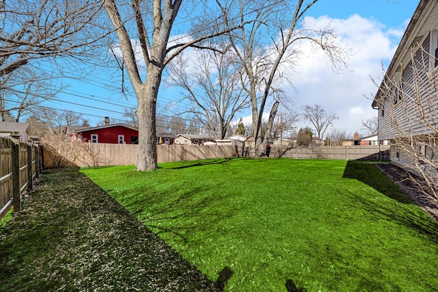 view of yard featuring a fenced backyard