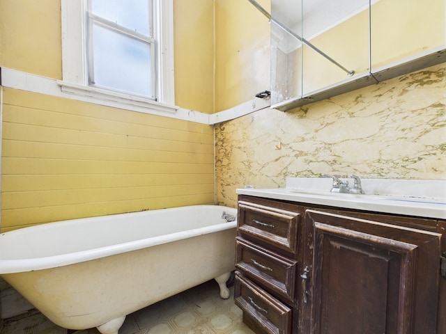 6725 S Justine St, Chicago, IL 60636 - full bathroom featuring a freestanding bath, vanity, and tile patterned floors