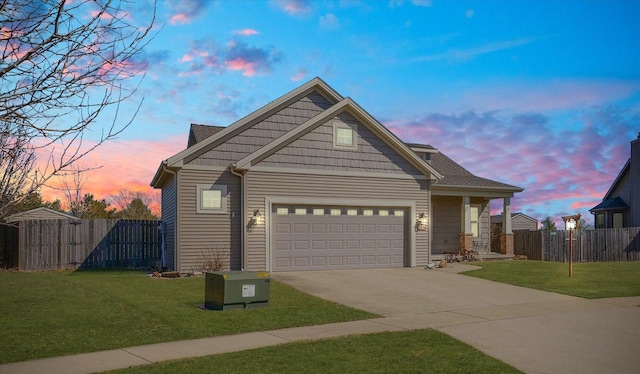 view of front of property with a front yard, fence, and driveway