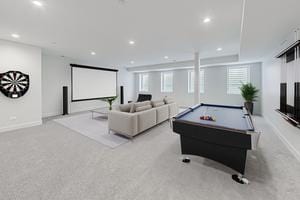 game room featuring recessed lighting, baseboards, and pool table