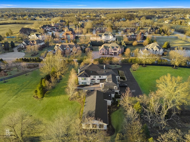 aerial view with a residential view