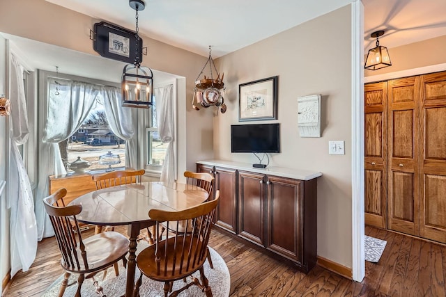 dining room with wood finished floors and baseboards