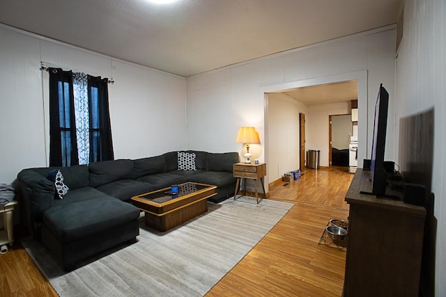 living room with wood finished floors