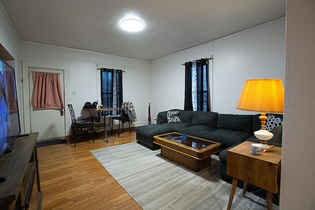 living area featuring wood finished floors