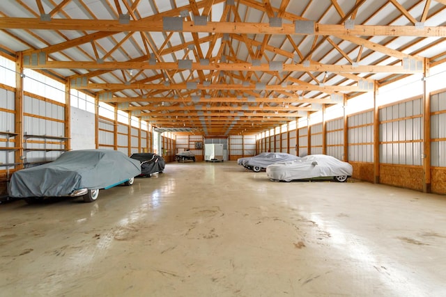 garage with metal wall