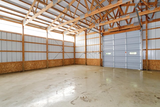 garage with metal wall