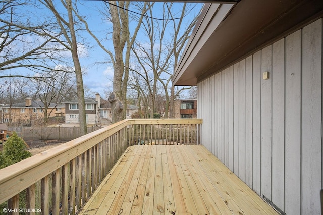 deck with a residential view