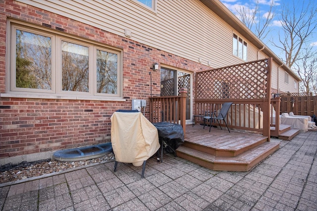 deck featuring area for grilling