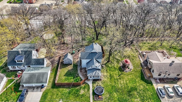 birds eye view of property with a residential view