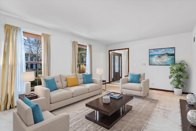 living area with baseboards