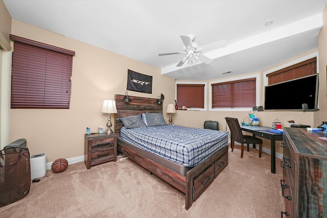 11735 Orchard St, Willow Springs, IL 60480 - bedroom with ceiling fan, visible vents, baseboards, and light carpet
