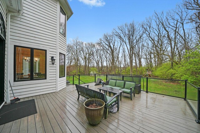 11735 Orchard St, Willow Springs, IL 60480 - wooden terrace featuring outdoor lounge area and a yard