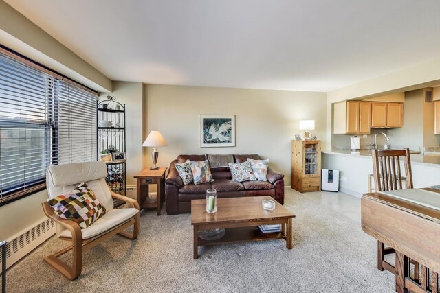 living area with a baseboard radiator