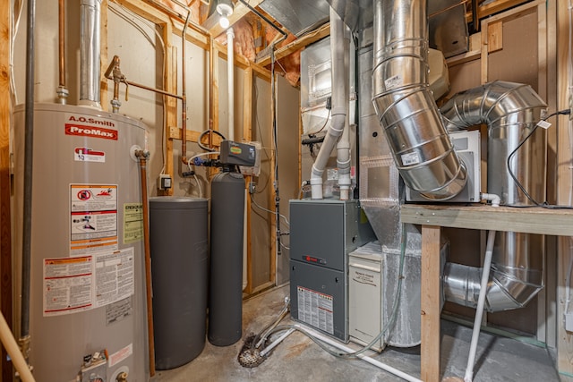 utility room featuring gas water heater